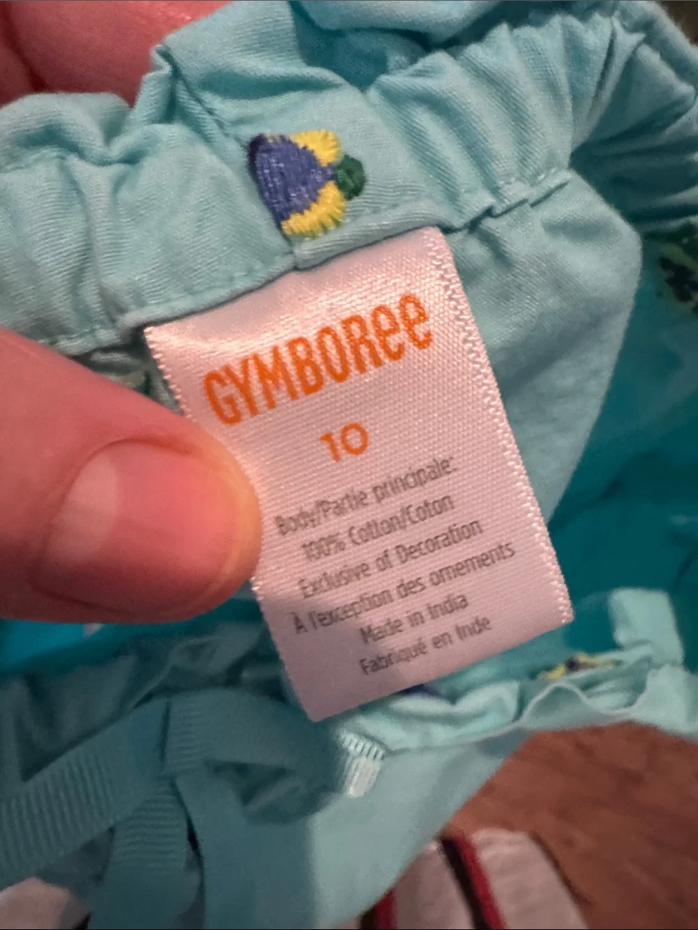 Gymboree Aqua Blue Kids Shorts with Fish & Turtle Multicolor Embroidery size 10
